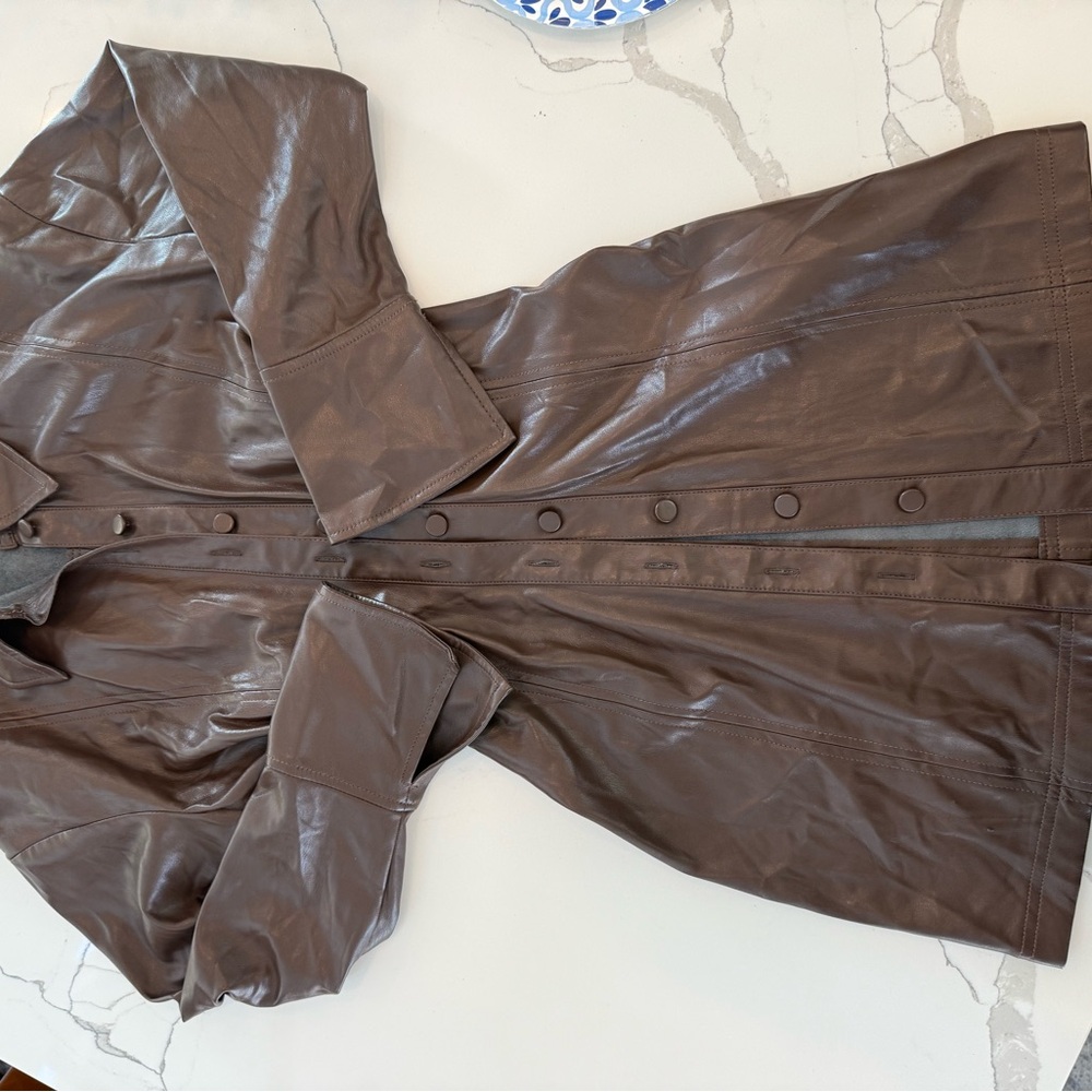 Zara Chocolate Leather dress Jacket